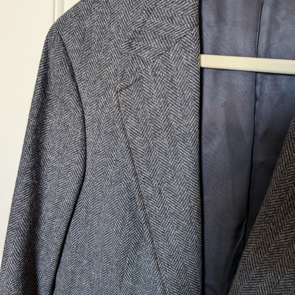 Lands' End Herringbone Selkirk Wool Blazer Men's 39R Blue/White - Picture 10 of 10